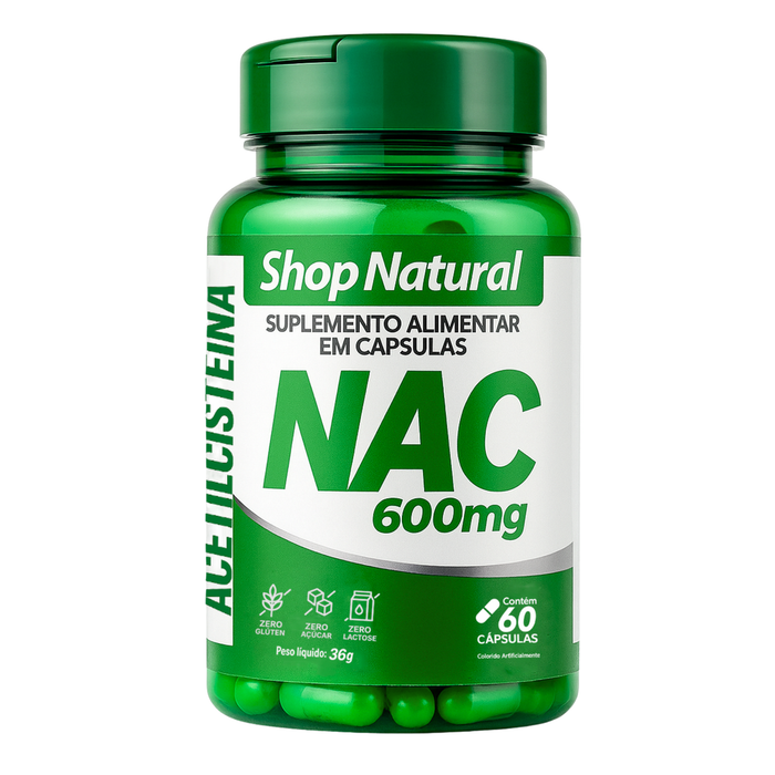 NAC 600mg N-Acetilcisteína 60 Cápsulas | Suporte Respiratório e Glutationa — Kit 1 Unidade