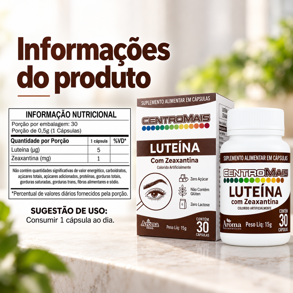 CentroMais Luteína com Zeaxantina - 30 Cápsulas