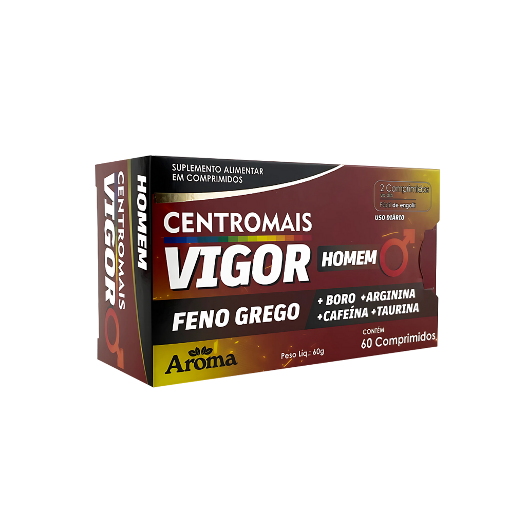 CentroMais Vigor Homem 60 Cápsulas | Feno Grego + Cafeína com Taurina — Kit 1 Unidade
