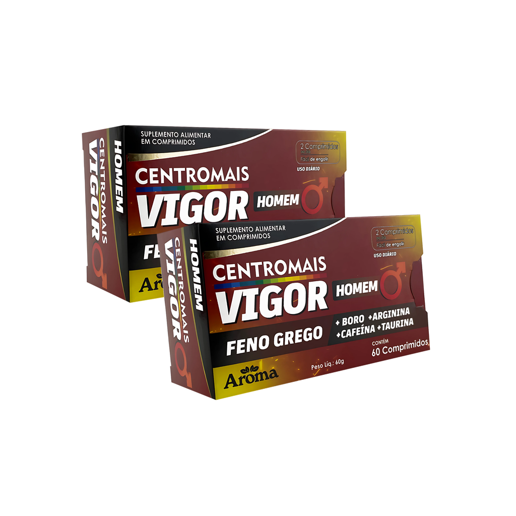 CentroMais Vigor Homem 60 Cápsulas | Feno Grego + Cafeína com Taurina — Kit 2 Unidades