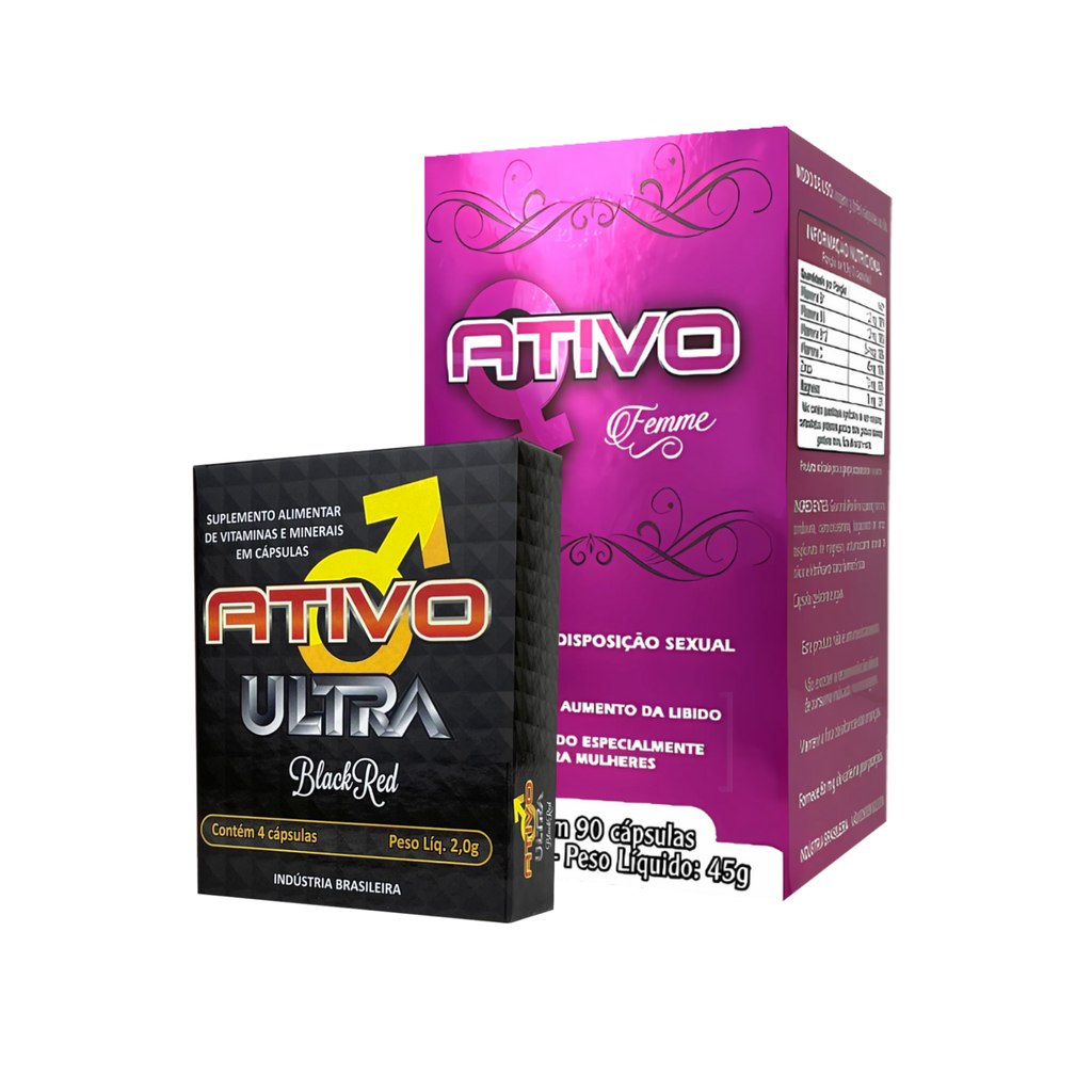 Kit Casal Ativo Ultra + Ativo Femme – Energia, Libido e Bem-Estar a Dois | 100% Natural