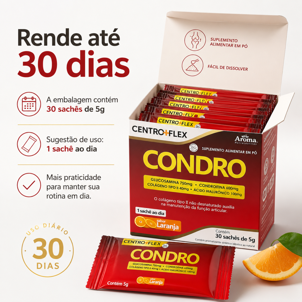 CentroFlex Condro Sachê 30g - Colágeno e Glucosamina Sabor Laranja — foto 9