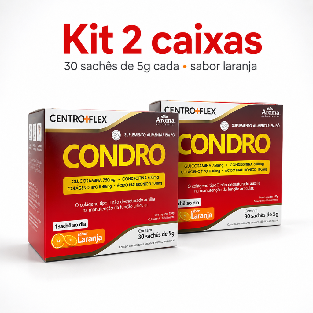CentroFlex Condro Sachê 30g - Colágeno e Glucosamina Sabor Laranja — Kit 2 Unidades