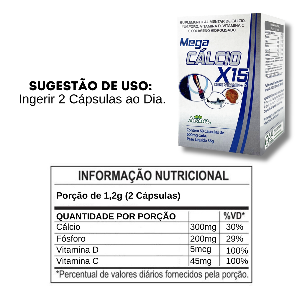 Mega Cálcio X15 | 60 Cápsulas — foto 2