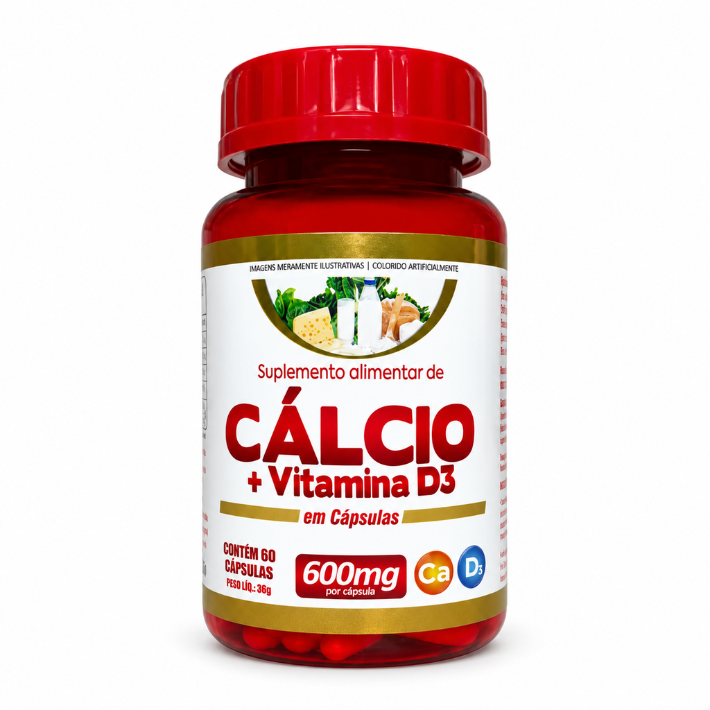 Cálcio + Vitamina D3 | 60 Cápsulas - Suplemento Natural em Cápsulas