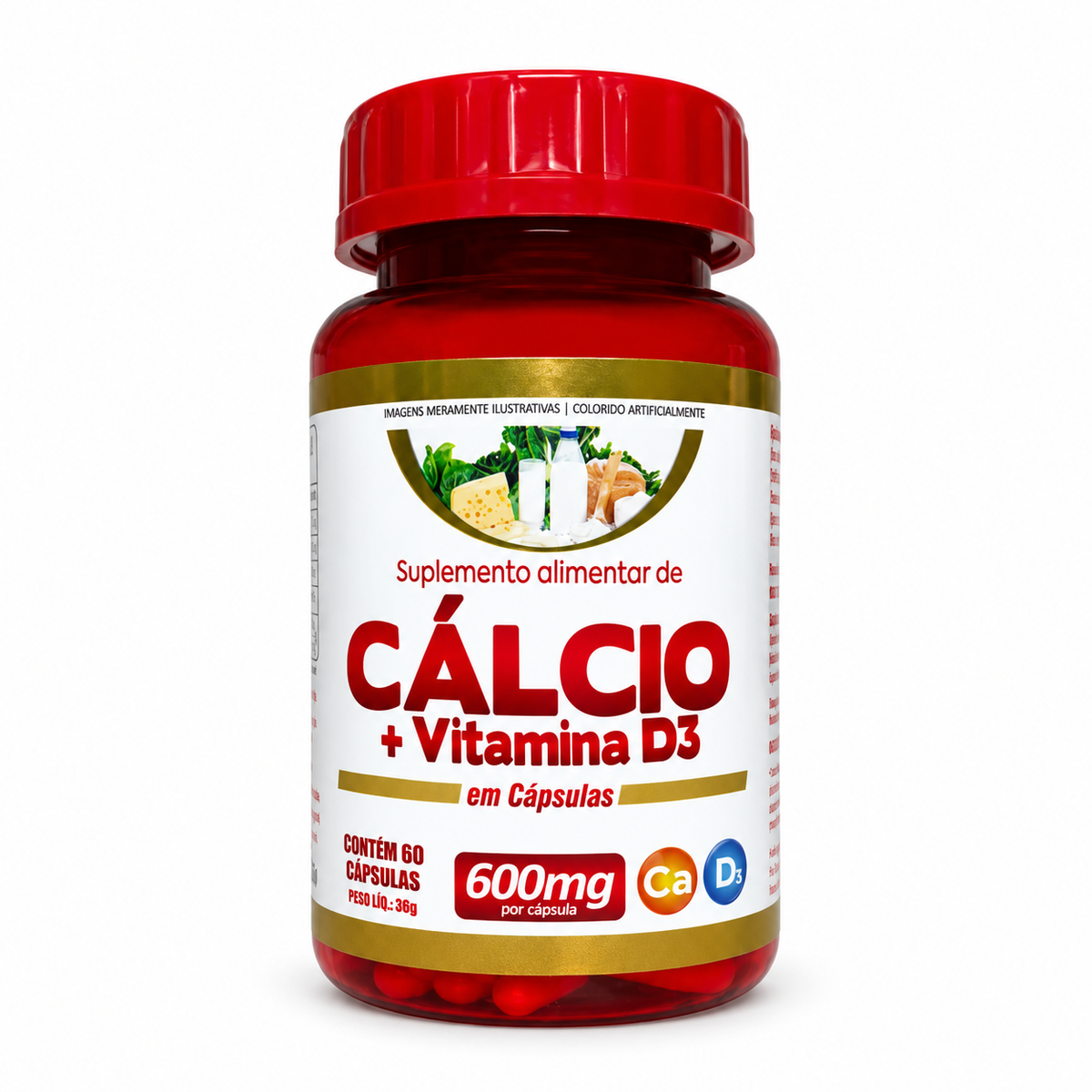 Cálcio + Vitamina D3 | 60 Cápsulas - Suplemento Natural em Cápsulas