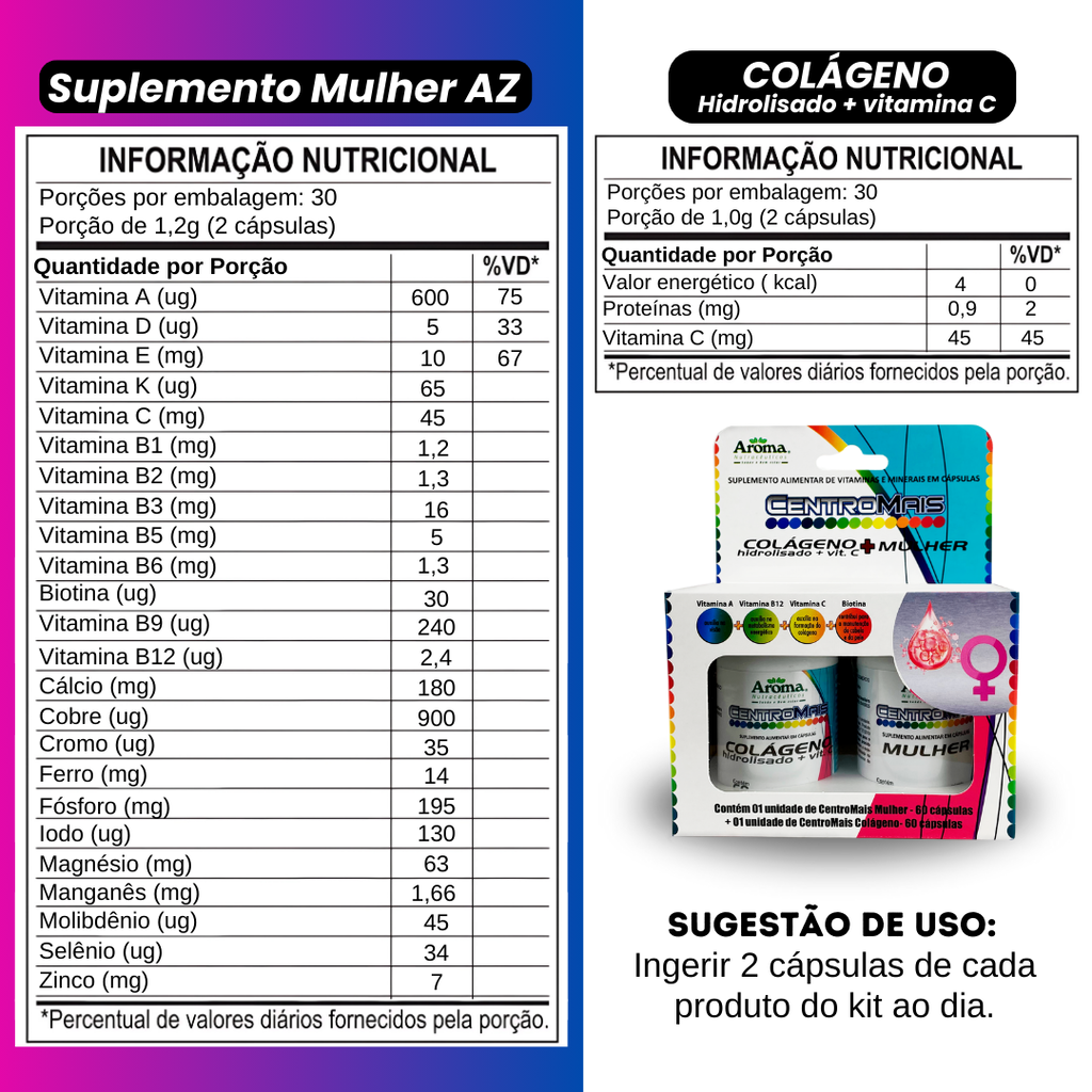 Kit CentroMais AZ Mulher + Colágeno Hidrolisado e Vit. C | 120 Caps. — foto 2