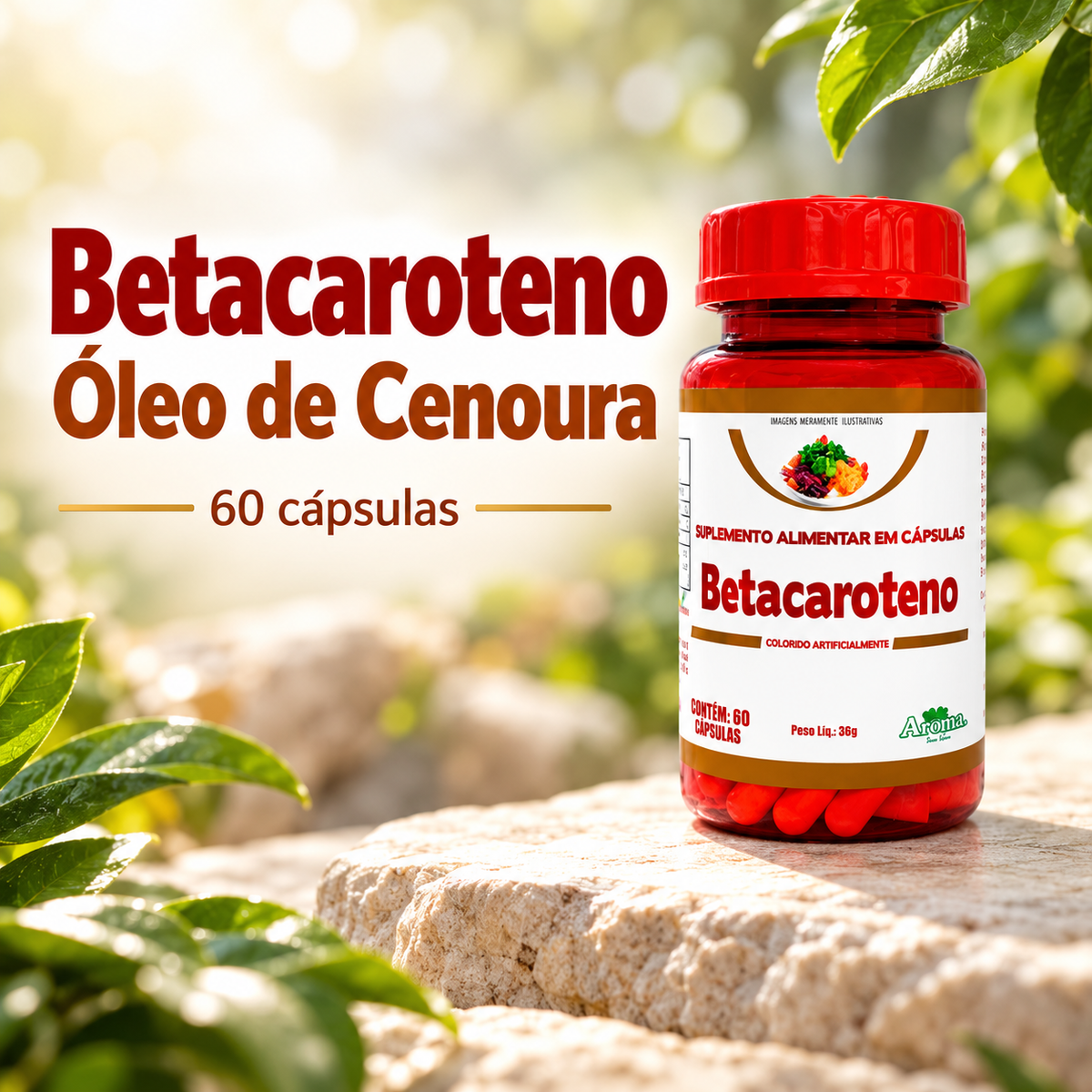 Betacaroteno Óleo de Cenoura 250mg | 60 Cápsulas - Suplemento Natural em Cápsulas