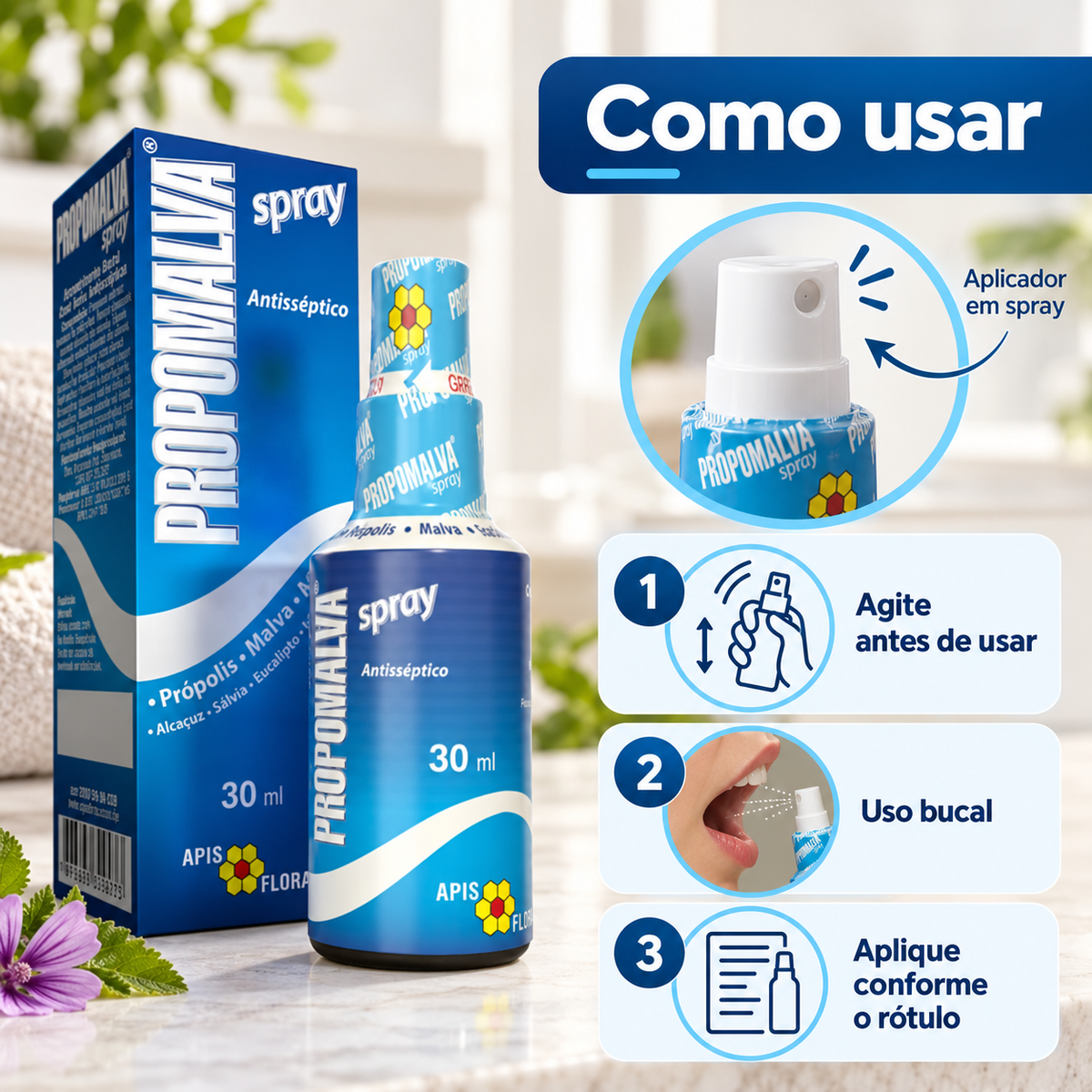 Propomalva Spray Apis Flora com Própolis e Malva | 30 ml