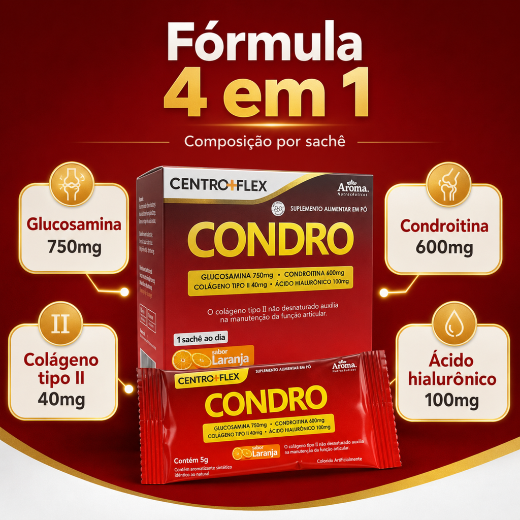 CentroFlex Condro Sachê 30g - Colágeno e Glucosamina Sabor Laranja — foto 3