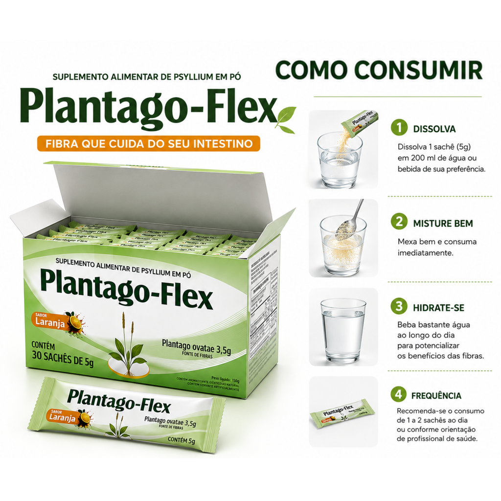 Plantago-Flex Psyllium em Pó Para Saciedade - Fibra Solúvel — foto 4
