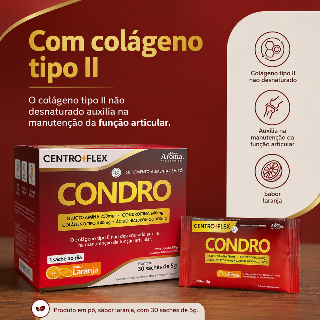 CentroFlex Condro Sachê 30g - Colágeno e Glucosamina Sabor Laranja — foto 5