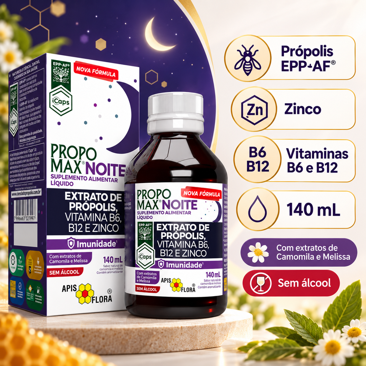 Propomax Noite Apis Flora Própolis + Zinco B6 B12 | 140 ml