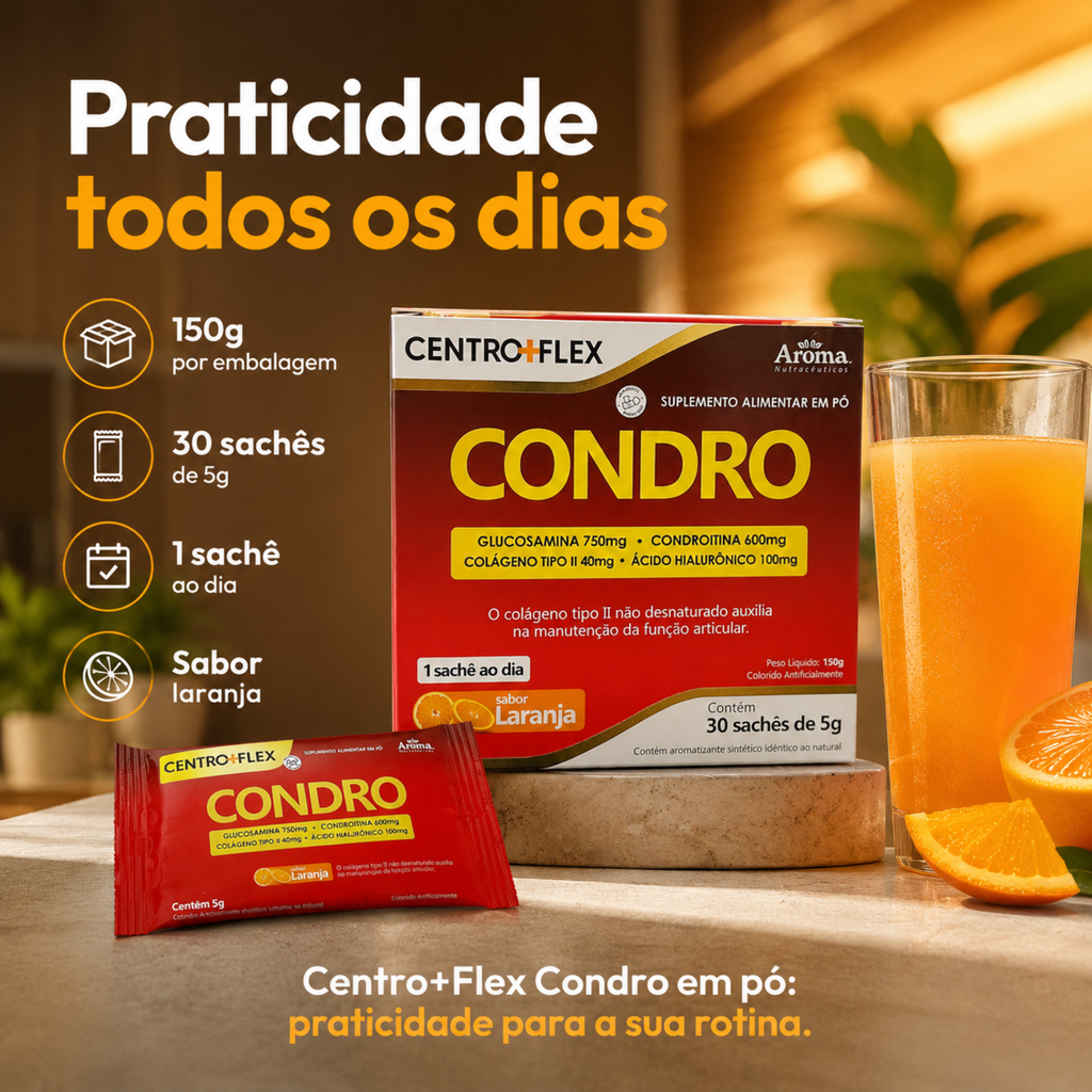 CentroFlex Condro Sachê 30g - Colágeno e Glucosamina Sabor Laranja — foto 4