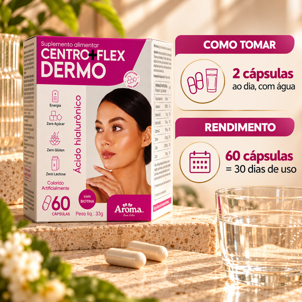 Centro + Flex Dermo | Biotina + Ácido Hialurônico - Cabelo, Pele e Unhas