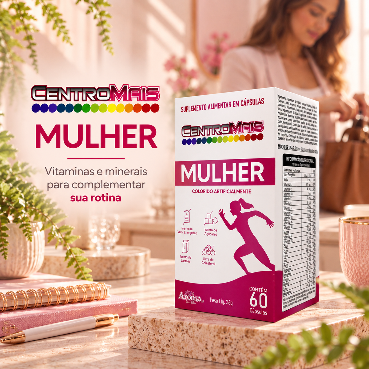 Multivitamínico Centromais Mulher | 60 Cápsulas - Suplemento Natural em Cápsulas