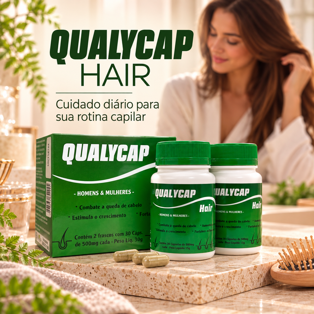Qualycap Hair Biotina + Vitaminas Cabelo e Unhas 120 Cápsulas