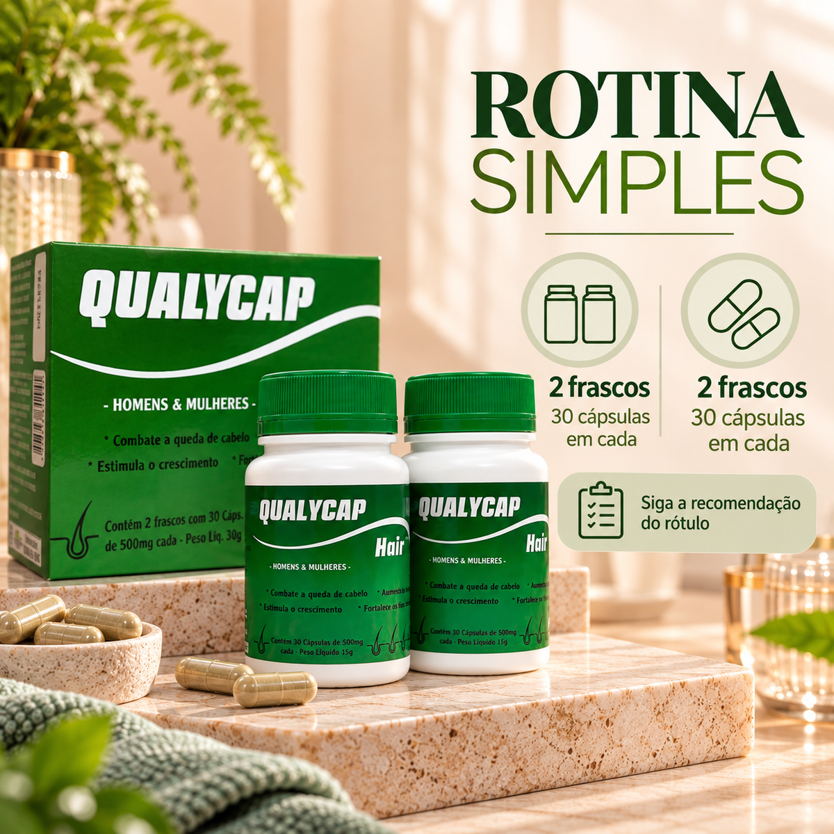 Qualycap Hair Biotina + Vitaminas Cabelo e Unhas 120 Cápsulas