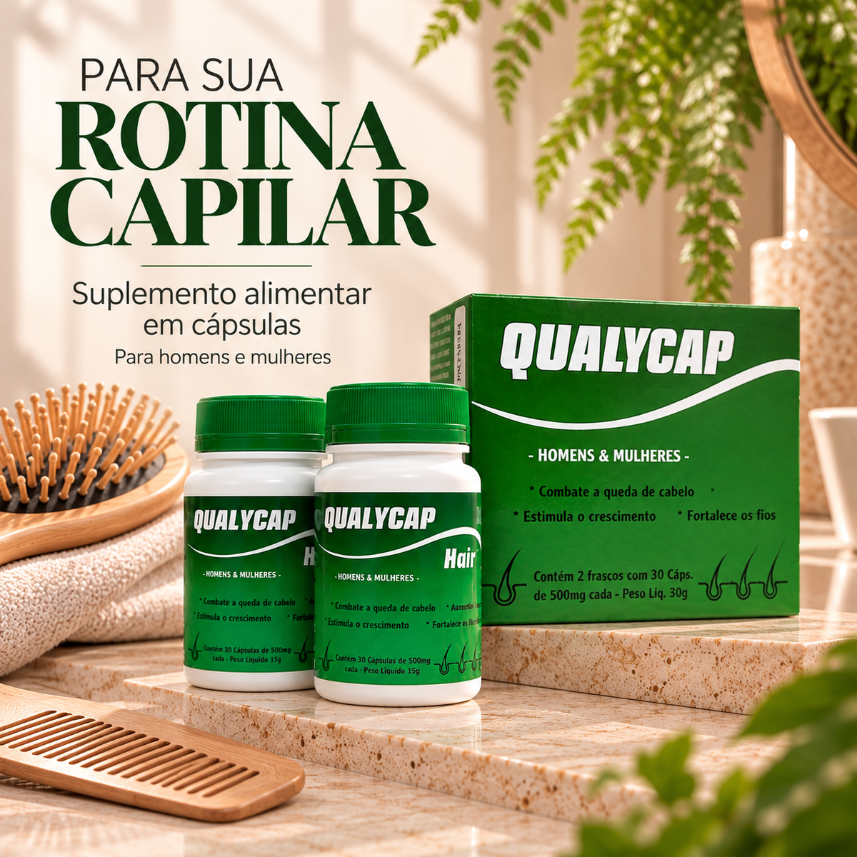 Qualycap Hair Biotina + Vitaminas Cabelo e Unhas 120 Cápsulas