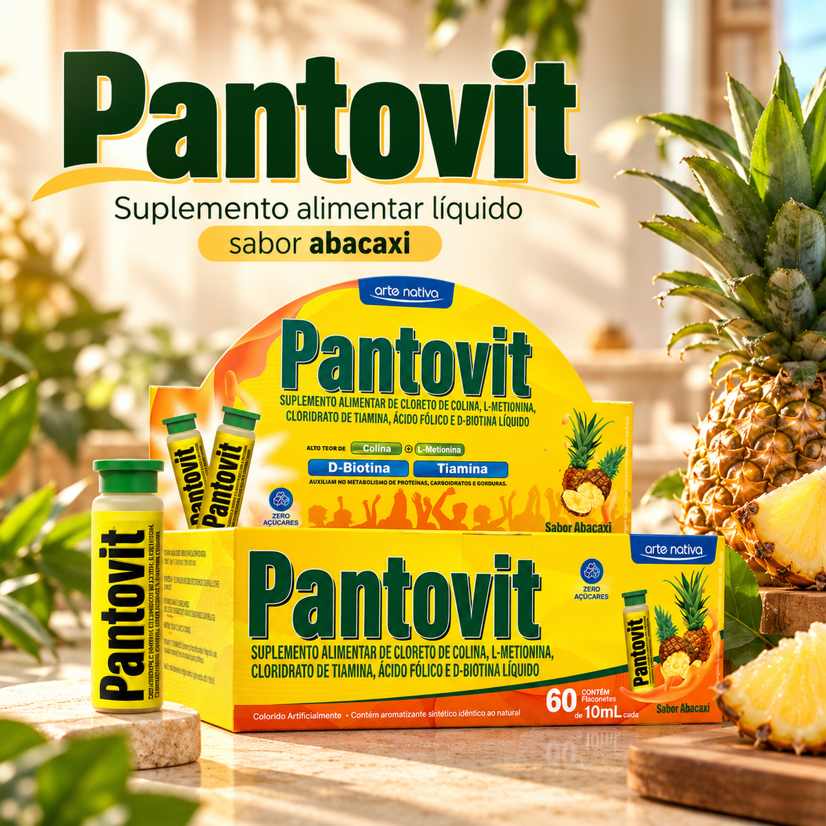 Pantovit Arte Nativa 60 Flaconetes 10ml | Sabor Abacaxi