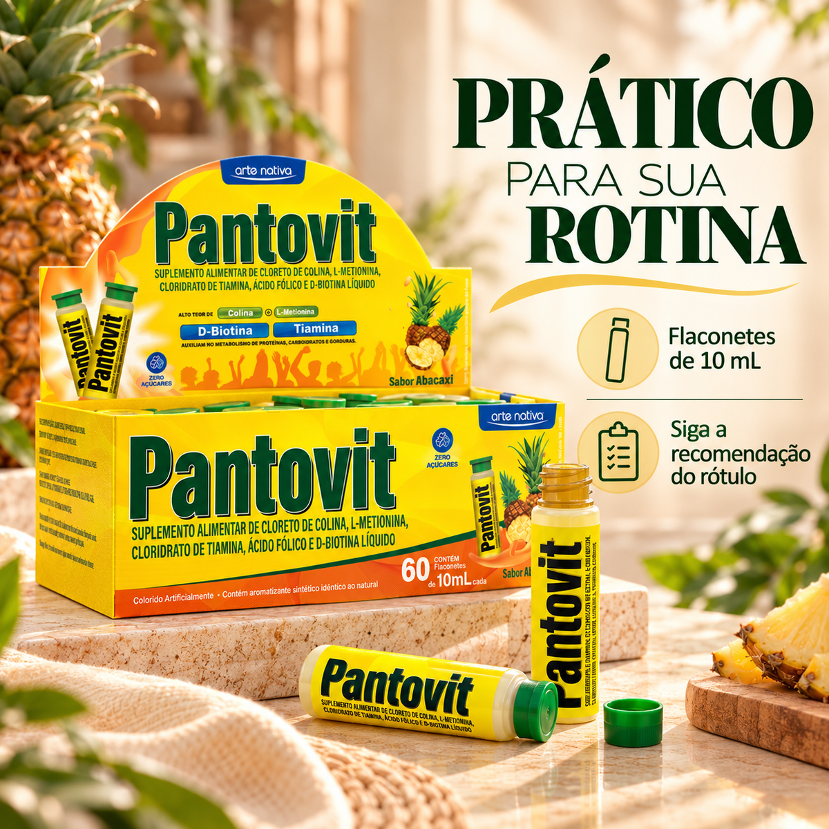 Pantovit Arte Nativa 60 Flaconetes 10ml | Sabor Abacaxi