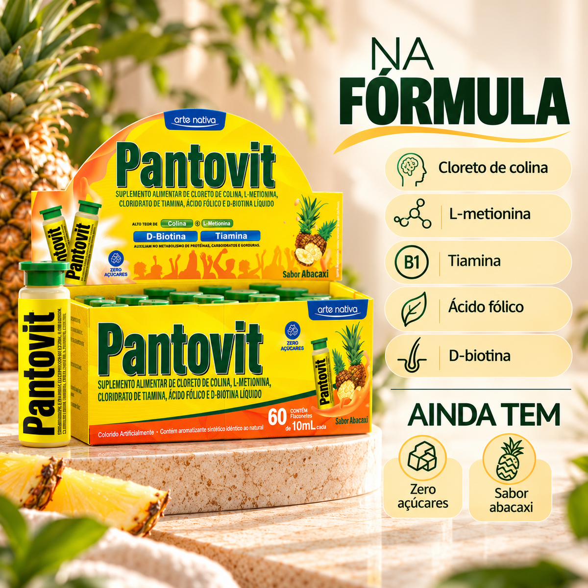 Pantovit Arte Nativa 60 Flaconetes 10ml | Sabor Abacaxi