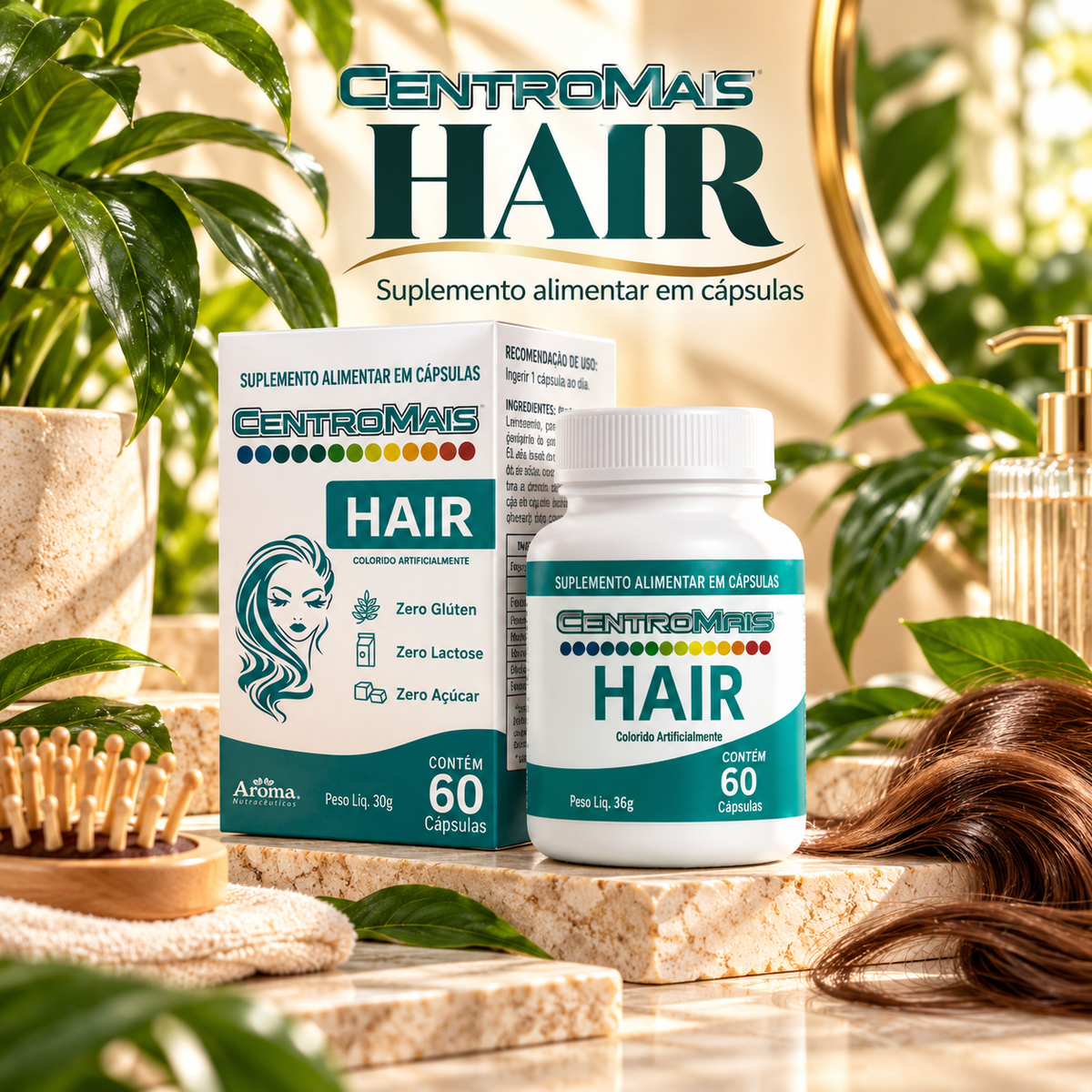 CentroMais Hair Biotina e Vitaminas Cabelo e Unha 60 Cáps