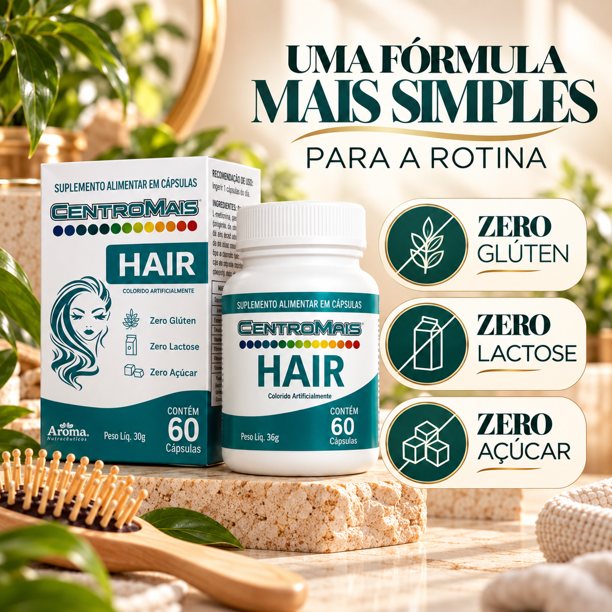 CentroMais Hair Biotina e Vitaminas Cabelo e Unha 60 Cáps
