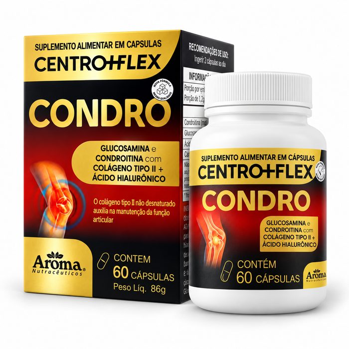 Centro+Flex Condro 60 Cápsulas | Glucosamina, Condroitina e Colágeno II