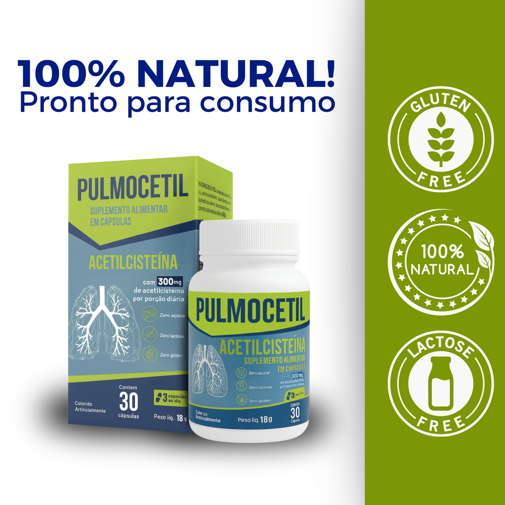 Pulmocetil 300mg 30 Cápsulas Suporte Respiratório — foto 4