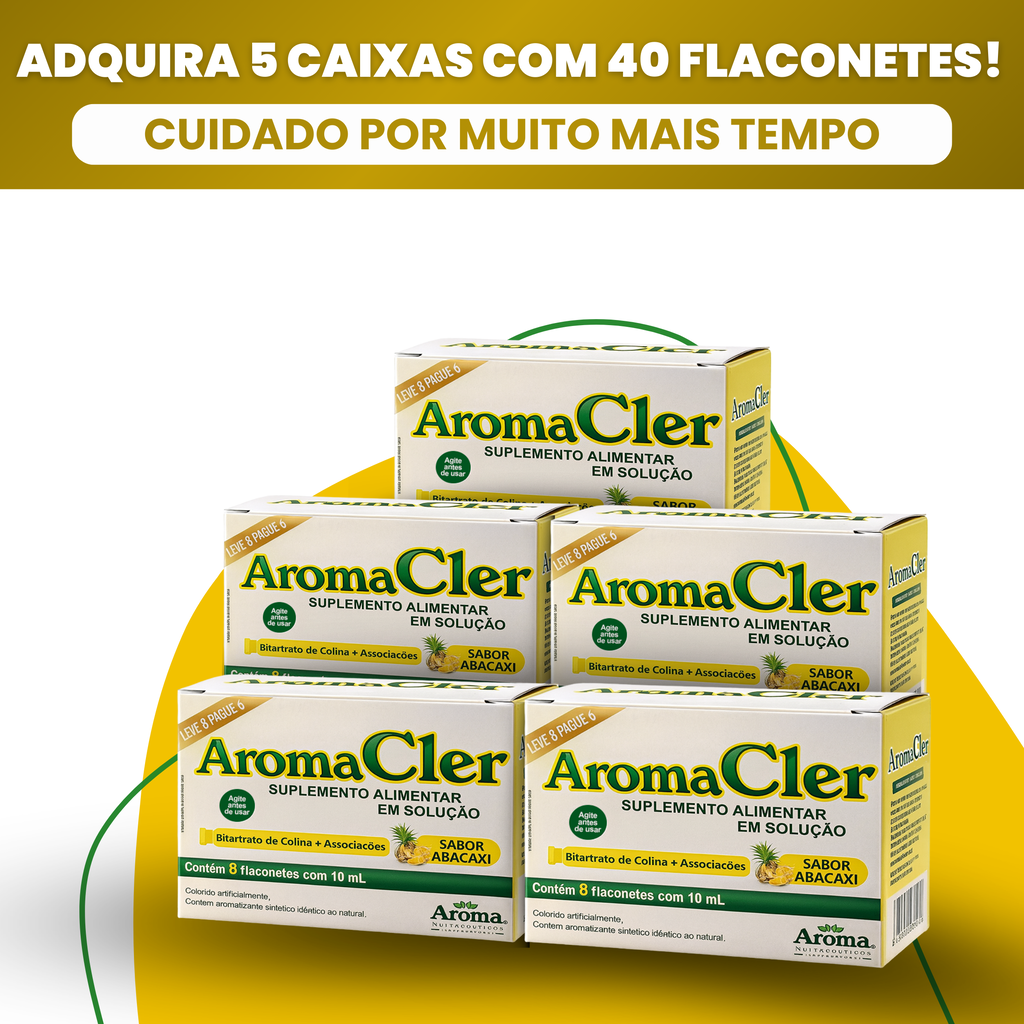 AromaCler 8 Flaconetes 10ml | Apoio Digestivo e ao Fígado — Kit 5 unidades