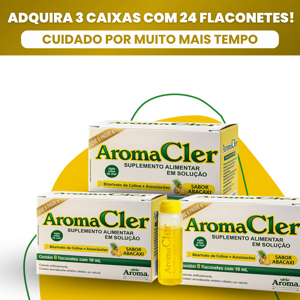 AromaCler 8 Flaconetes 10ml | Apoio Digestivo e ao Fígado — Kit 3 Unidades