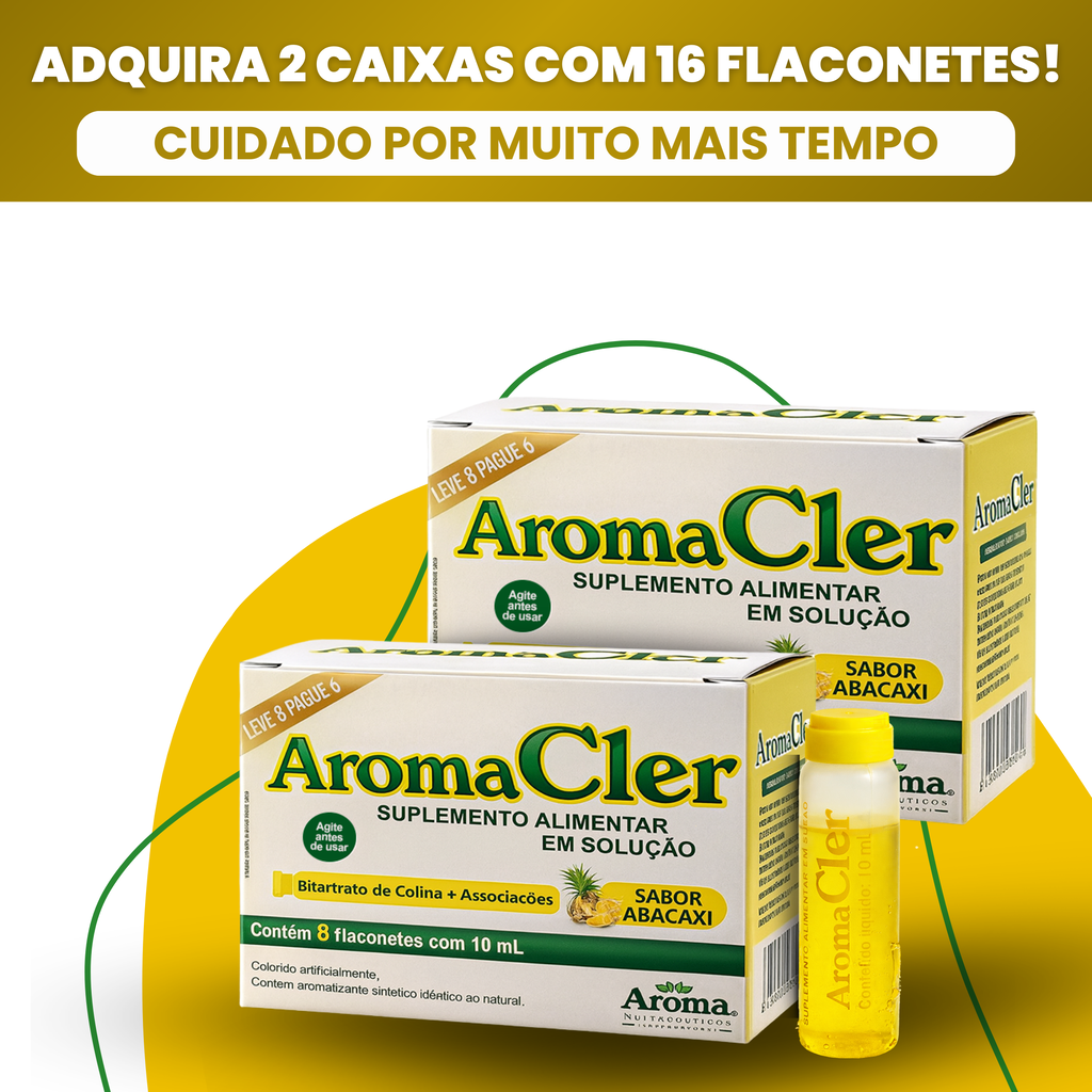 AromaCler 8 Flaconetes 10ml | Apoio Digestivo e ao Fígado — Kit 2 Unidades