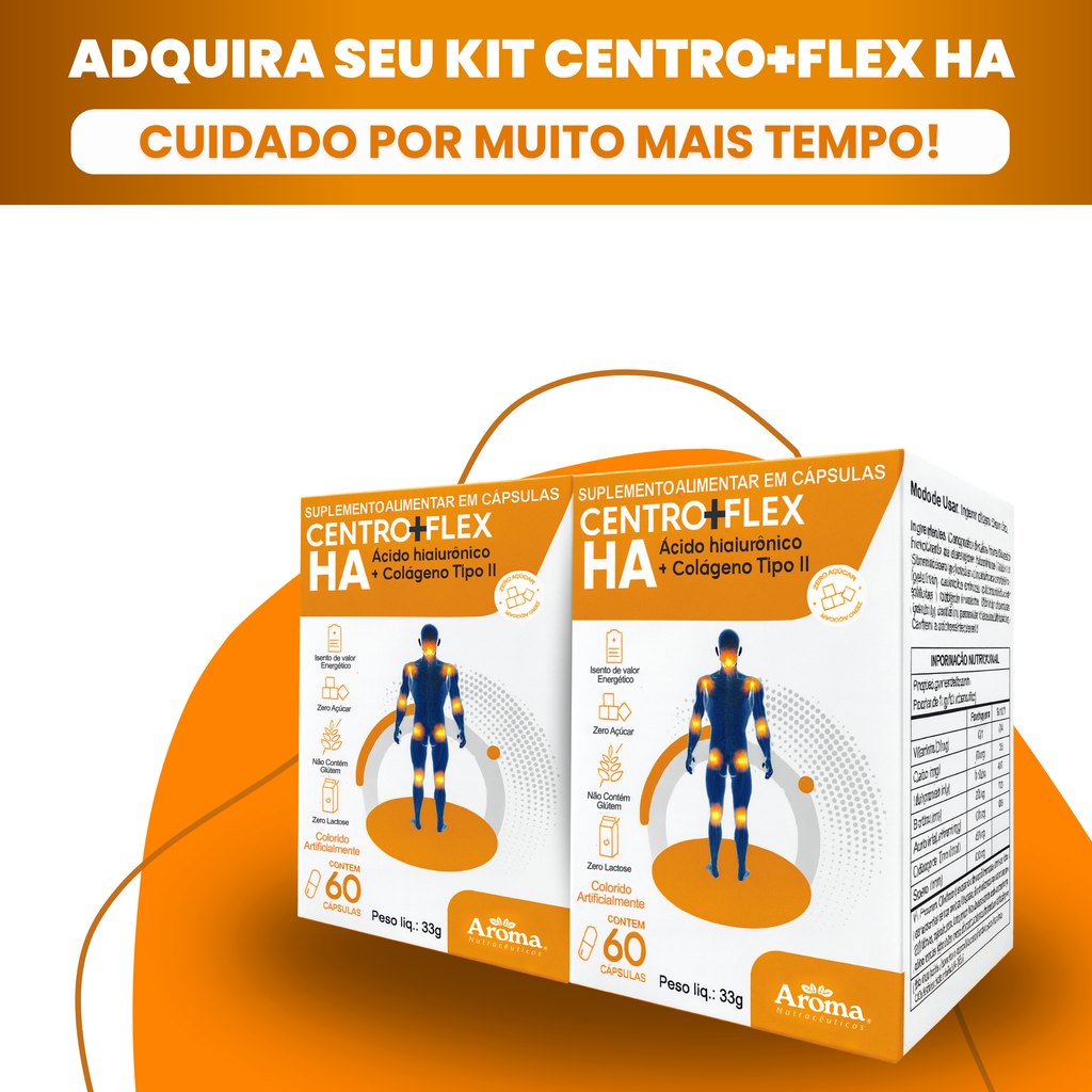 Centro + Flex HA | Ácido Hialurônico + Colágeno Tipo II — Kit 2 Unidades