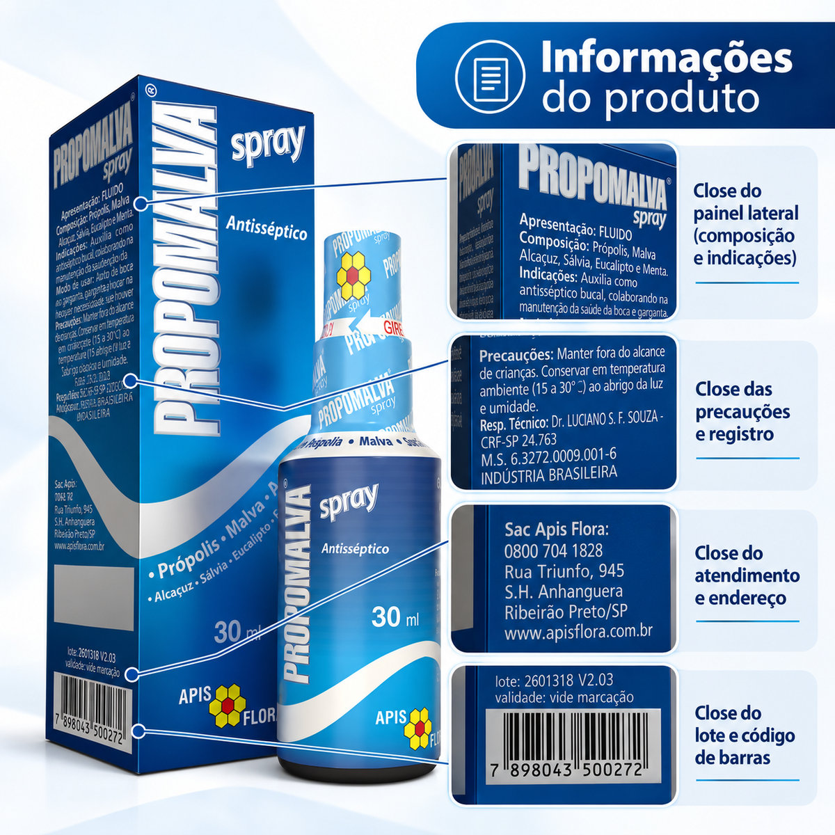 Propomalva Spray Apis Flora com Própolis e Malva | 30 ml