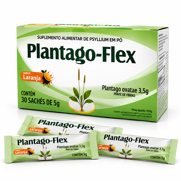 Plantago-Flex Psyllium Sabor Laranja | 30 Sachês de 5 g
