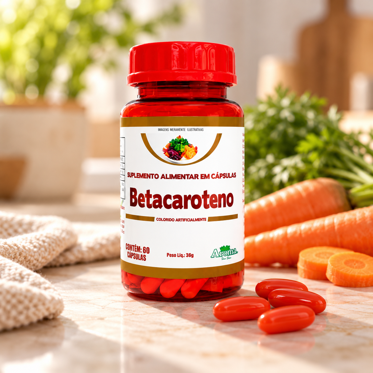 Betacaroteno Óleo de Cenoura 250mg | 60 Cápsulas - Suplemento Natural em Cápsulas