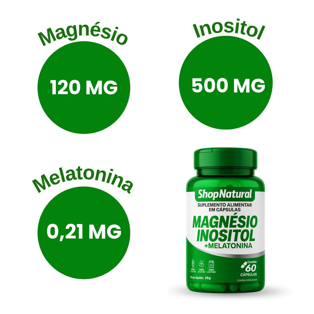 Magnésio Inositol + Melatonina Shop Natural Relaxar, Dormir e Bem-Estar Natural — foto 8