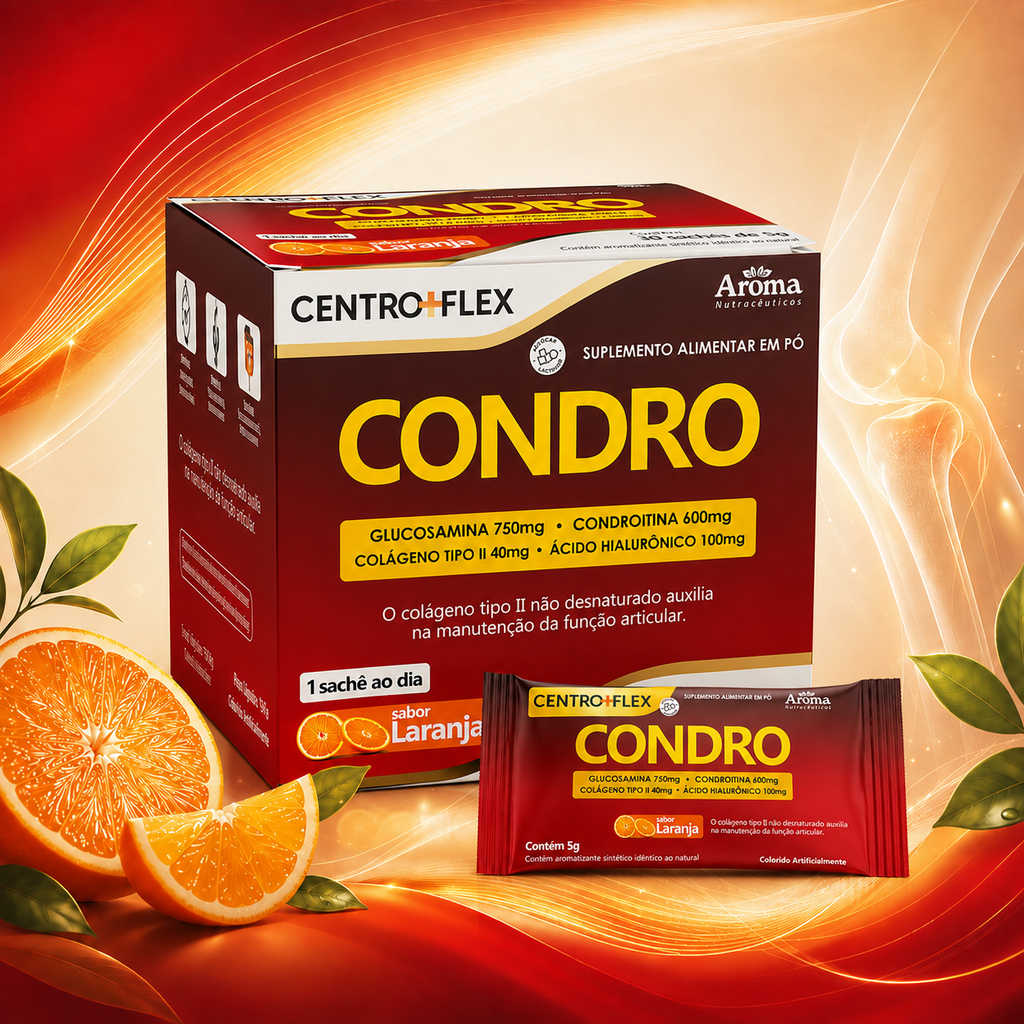 CentroFlex Condro Sachê 30g - Colágeno e Glucosamina Sabor Laranja