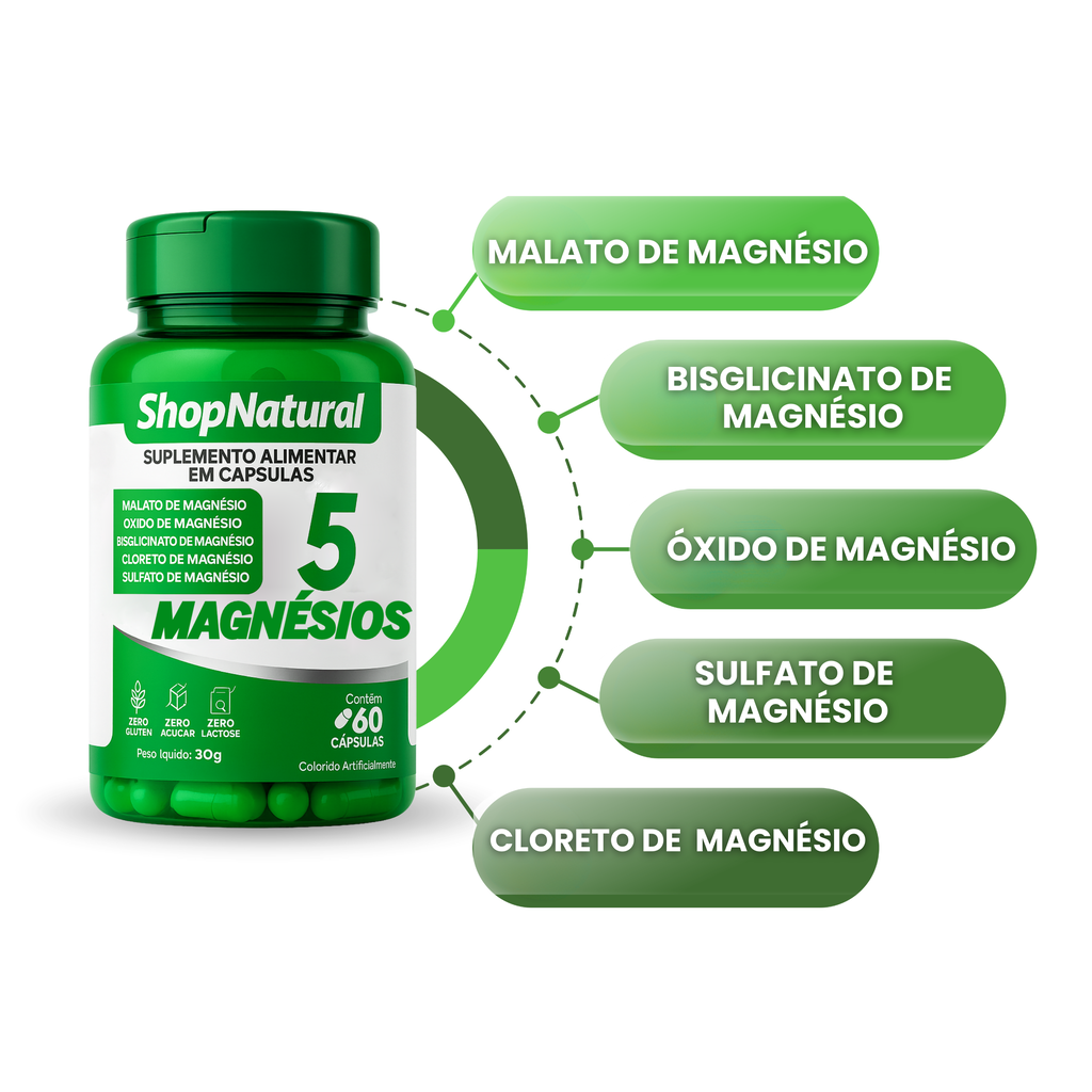 Tetra Magnésio 5 Tipos De Magnésio 600mg Premium 60 Cápsulas — foto 6