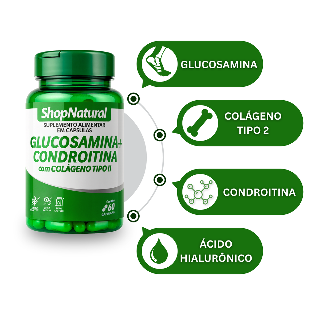 Condro Colágeno Importado Glucosamina Cartilagem Mobilidade 60caps — foto 9