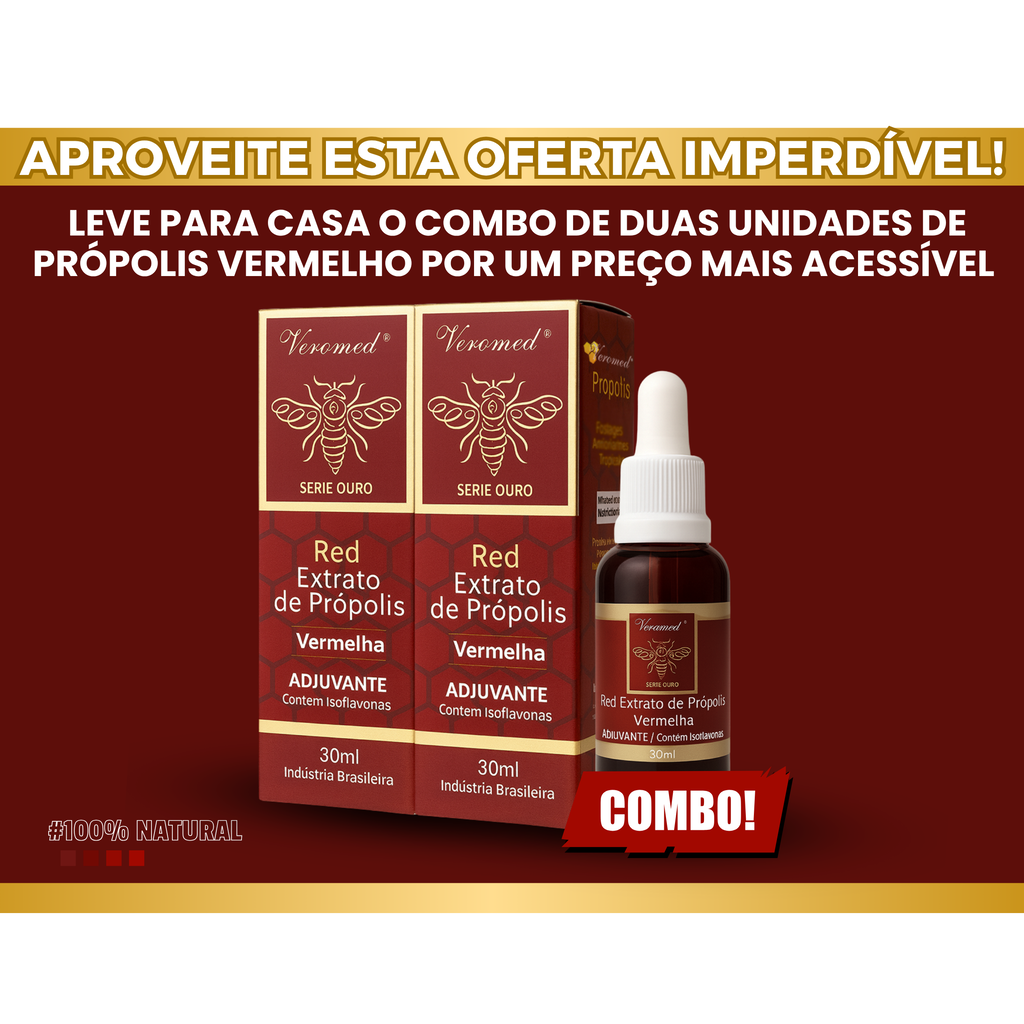 Extrato De Própolis Vermelho 30ml Serie Ouro - Veromed — Kit 2 Unidades
