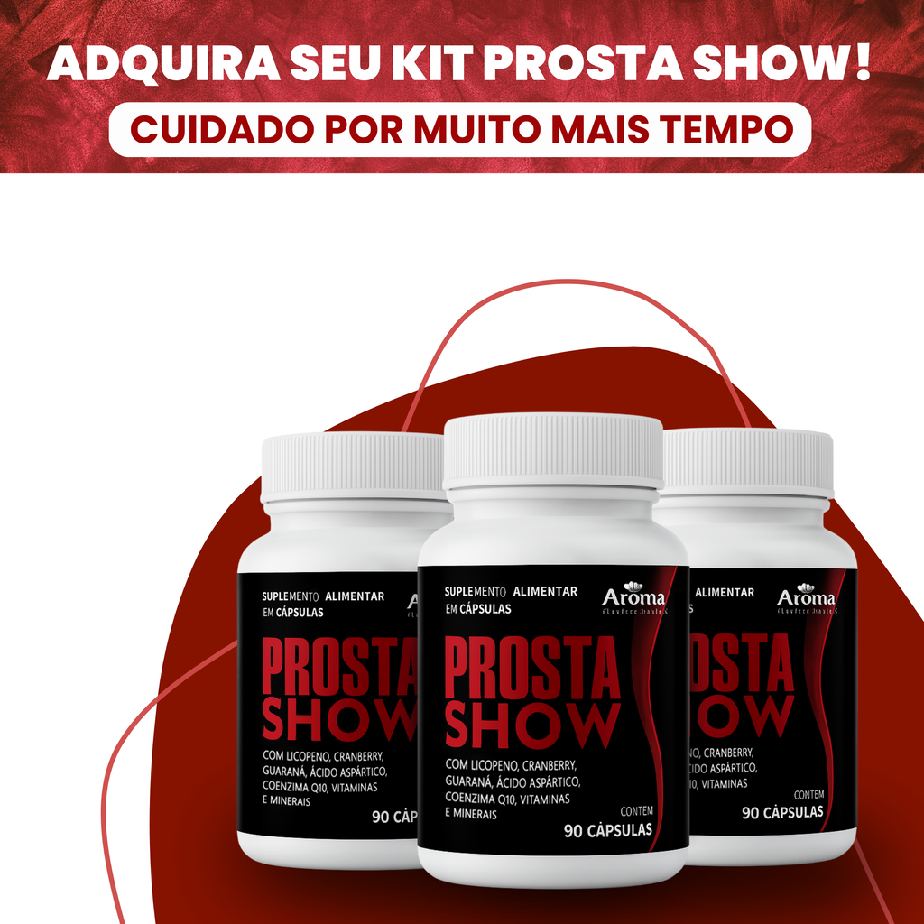 ProstaShow 90 Cápsulas | Saw Palmetto, Zinco e Licopeno - Linha Masculina — Kit 3 Unidades