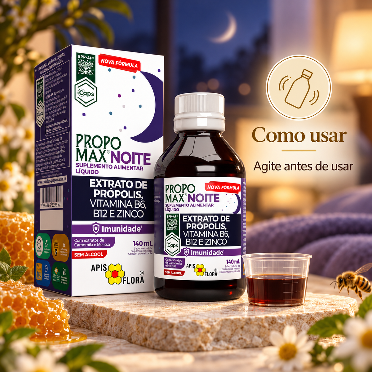 Propomax Noite Apis Flora Própolis + Zinco B6 B12 | 140 ml