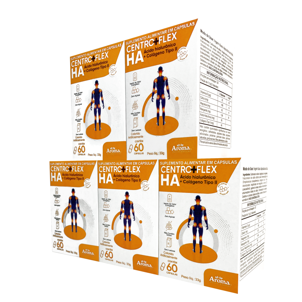 Kit 5x Centro + Flex HA | Ácido Hialurônico + Colágeno Tipo II