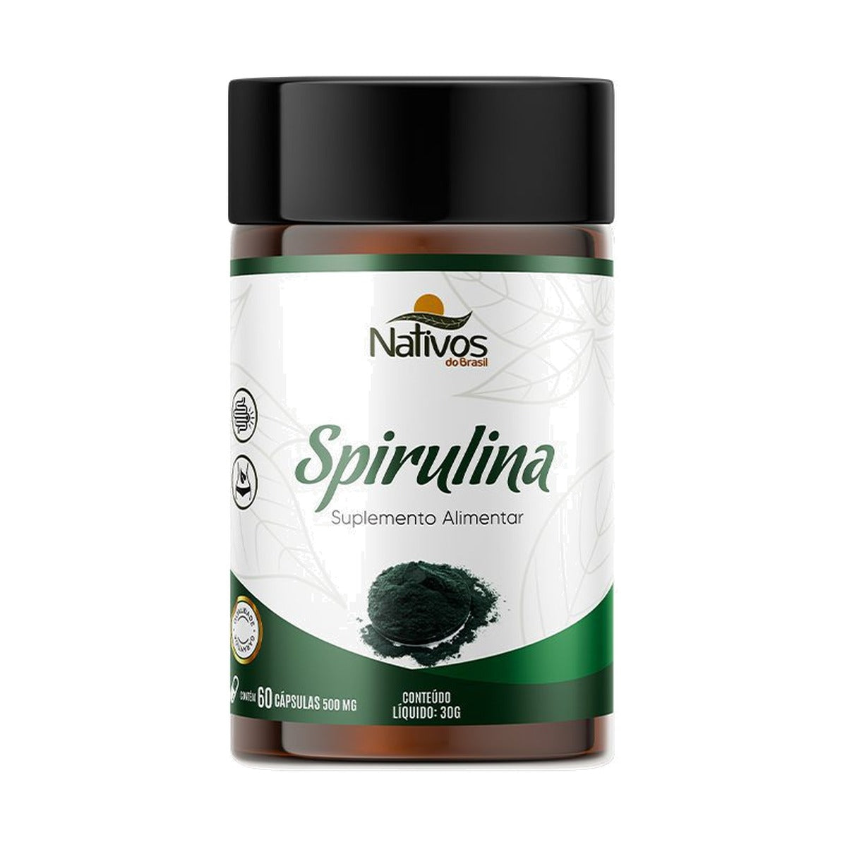 Spirulina Nativos do Brasil 60 Cápsulas | Microalga 500 mg