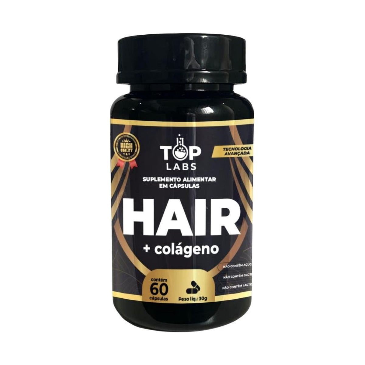 Hair + Colágeno Top Labs 500mg 60 Cápsulas