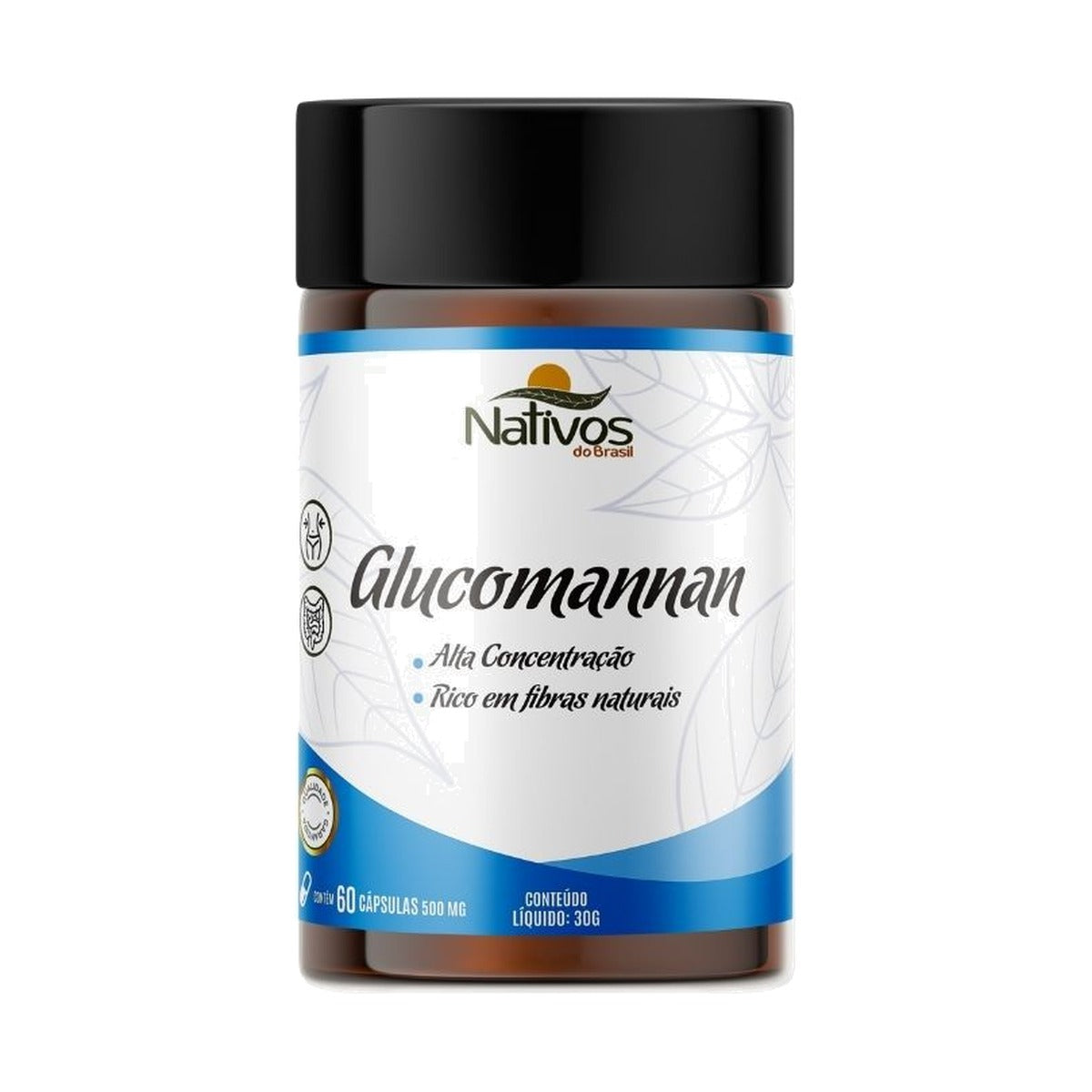 Glucomannan Nativos do Brasil 60 Cápsulas | Glucomanana 500 mg