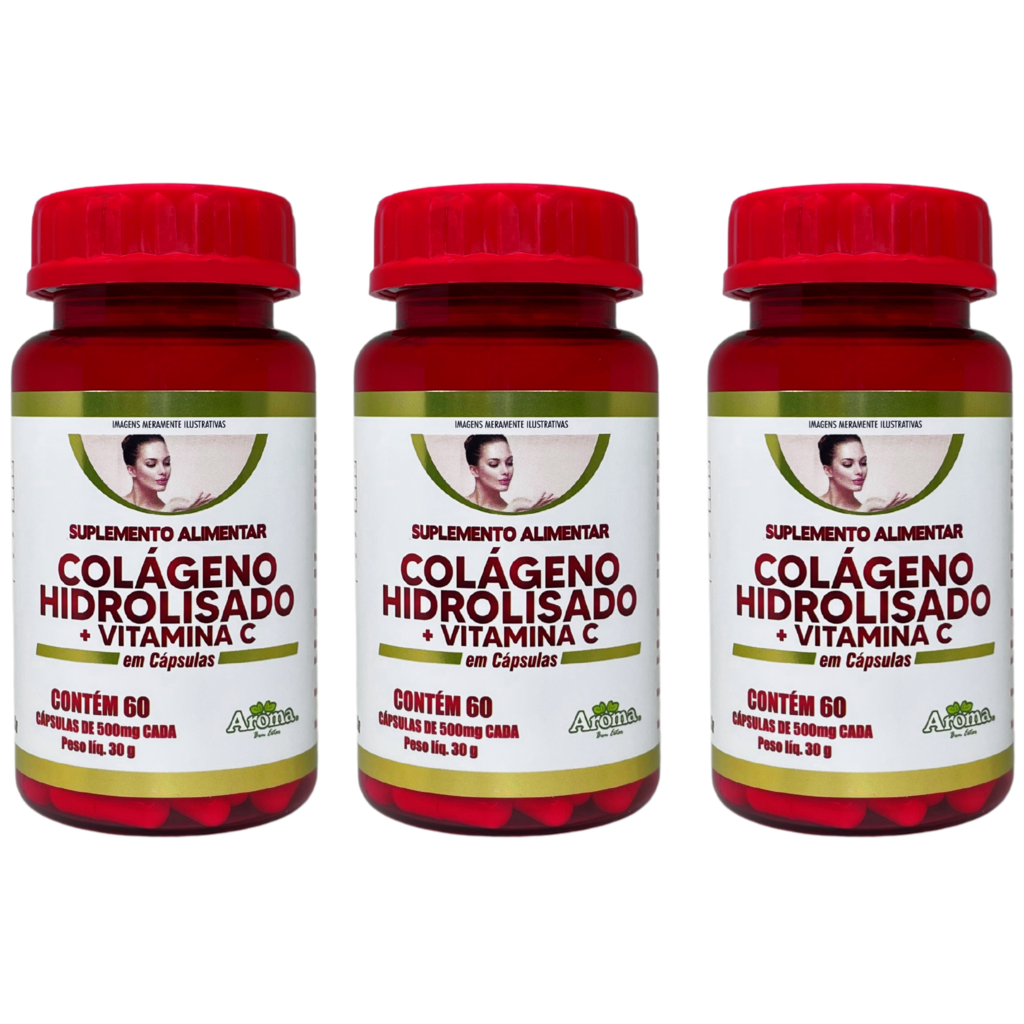 Kit 3x Colágeno Hidrolisado + Vitamina C