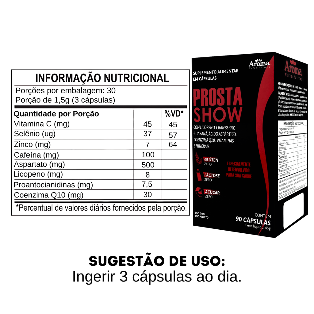 ProstaShow 90 Cápsulas | Saw Palmetto, Zinco e Licopeno - Linha Masculina — foto 2